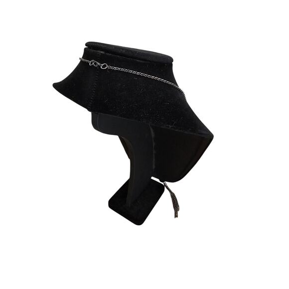 Vintage Y2K Single Strand Chain Style Tassel Necklace Silver Black - Picture 3 of 4